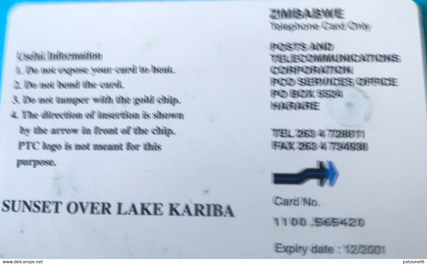 ZIMBABWE  -  Phonecard - Sunset Over Lake Kariba  -  $ 100 - Zimbabwe