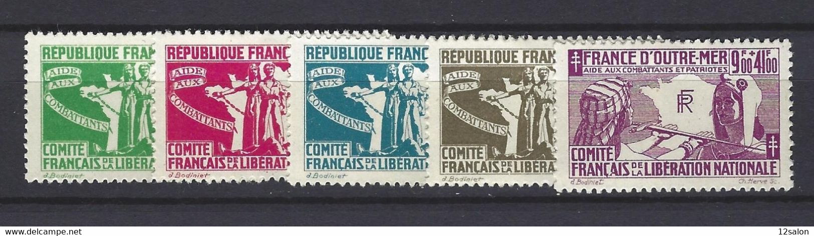 FRANCE COLONIE émissions Générales N° 60 à 64 Outre Mer Liberation Avec Charniere - Sonstige & Ohne Zuordnung