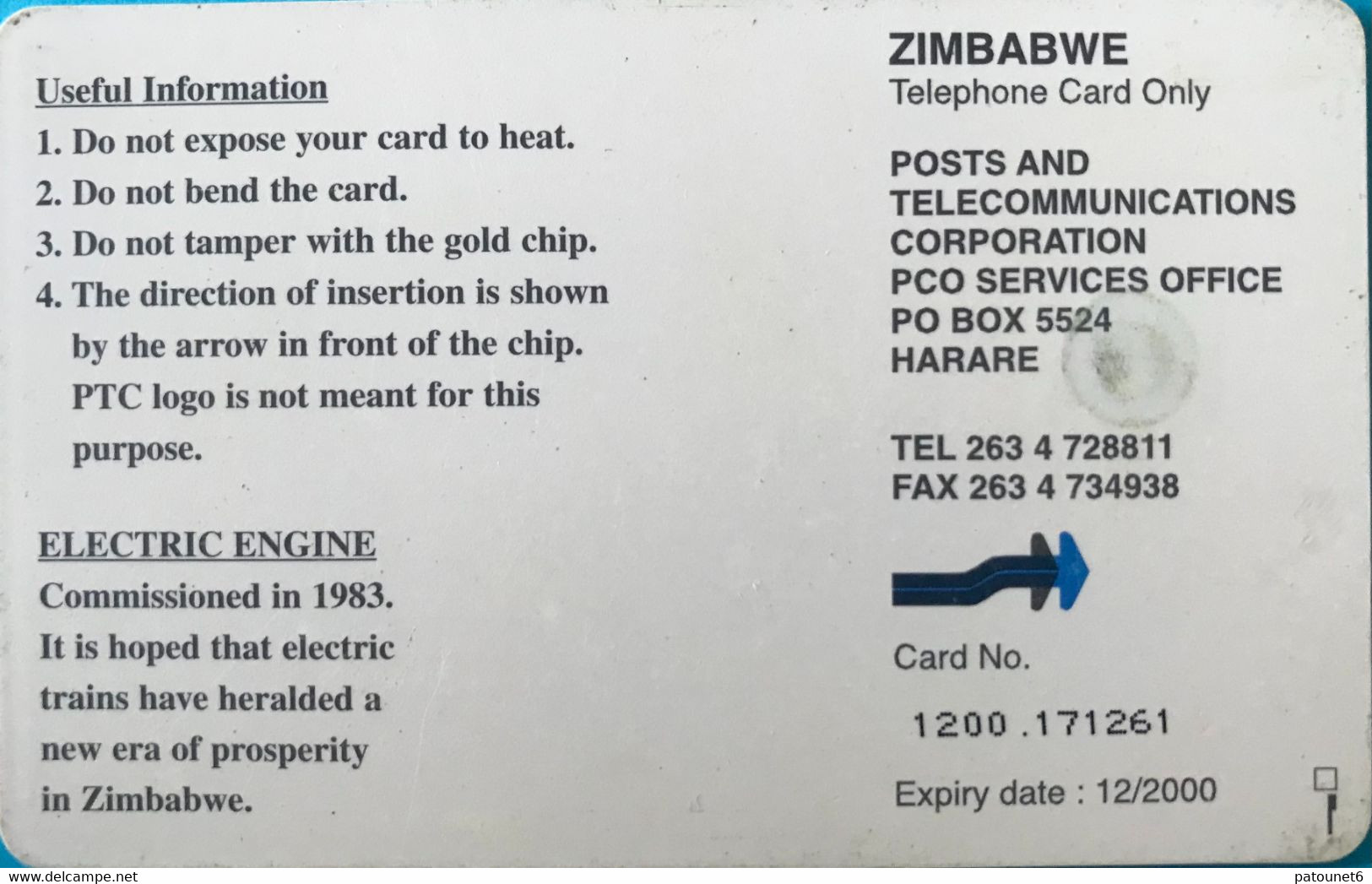 ZIMBABWE  -  Phonecard - Electric Engine (1950) - $ 100 - Simbabwe