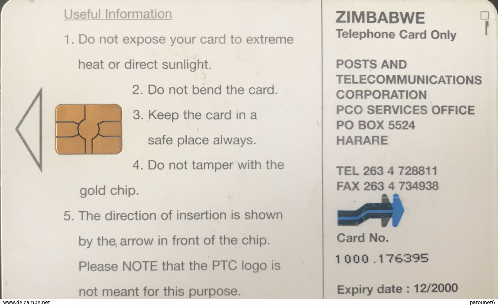 ZIMBABWE  -  Phonecard - Elephant - $ 30 - Zimbabwe