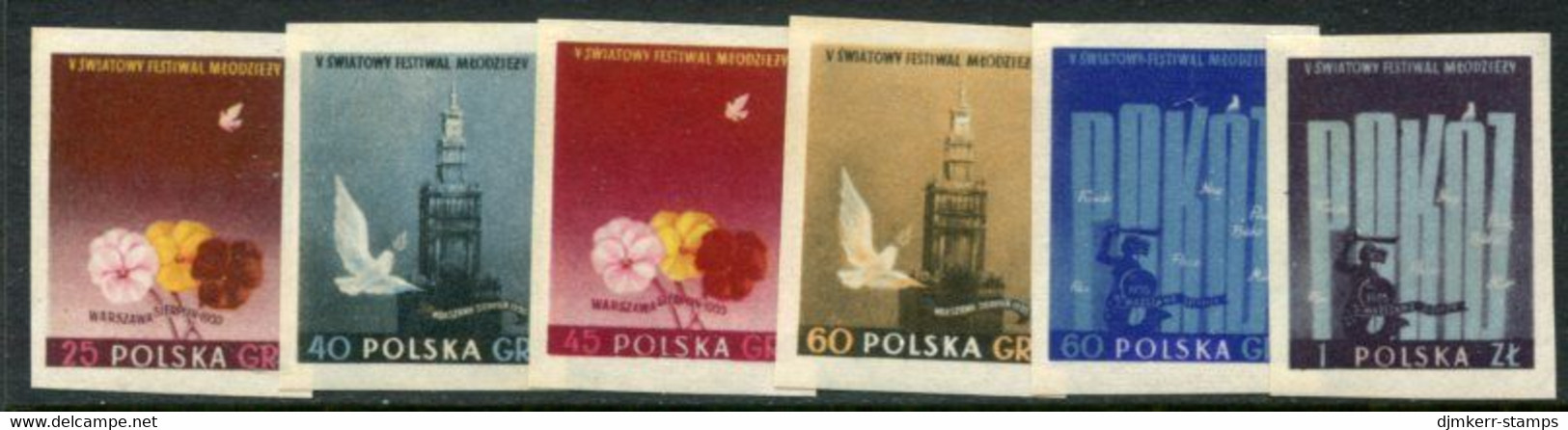 POLAND 1955 Youth And Student Festival Imperforate MNH / **  Michel 922-27B - Nuovi