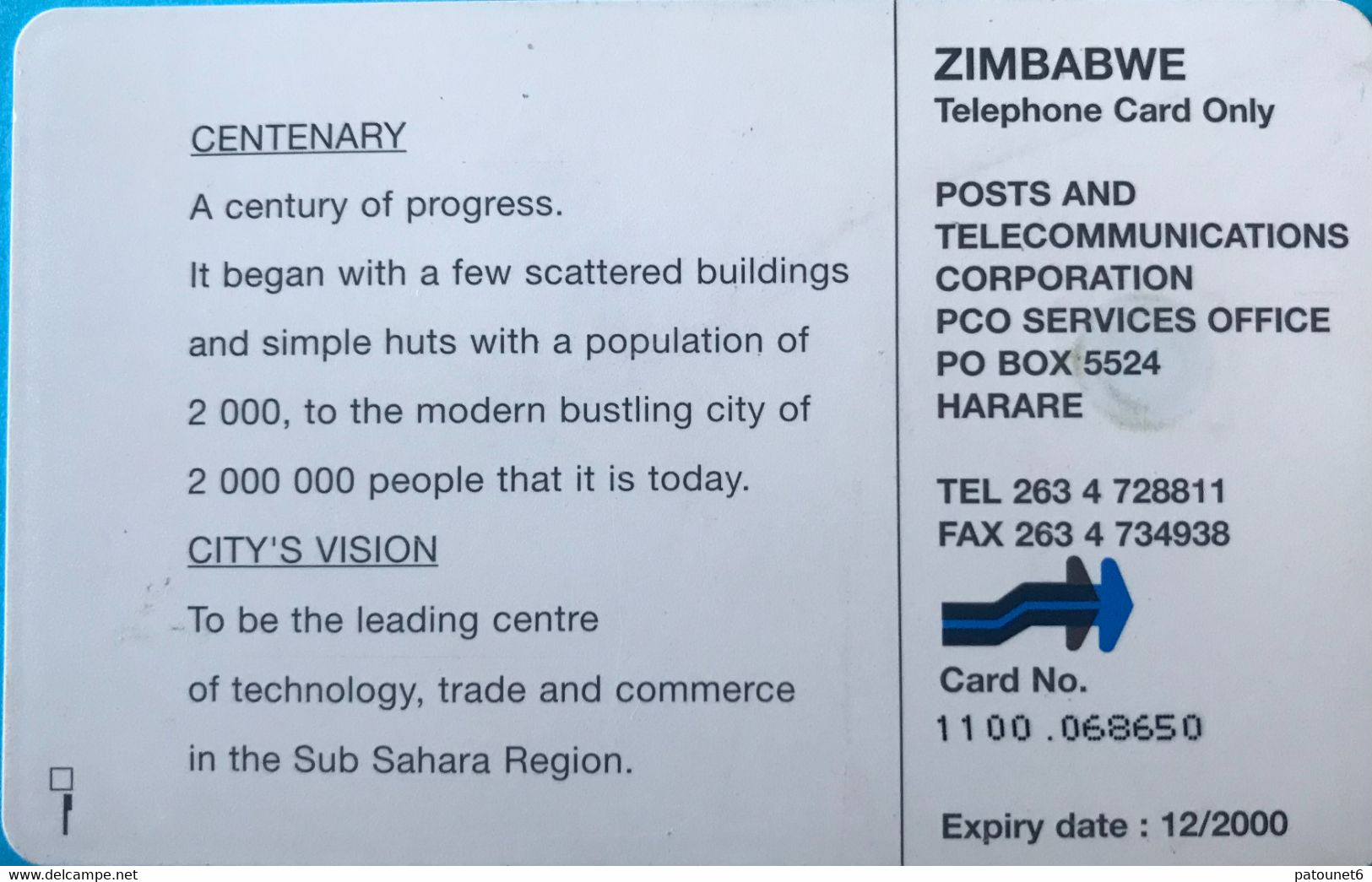 ZIMBABWE  -  Phonecard - HARARE - - Zimbabwe