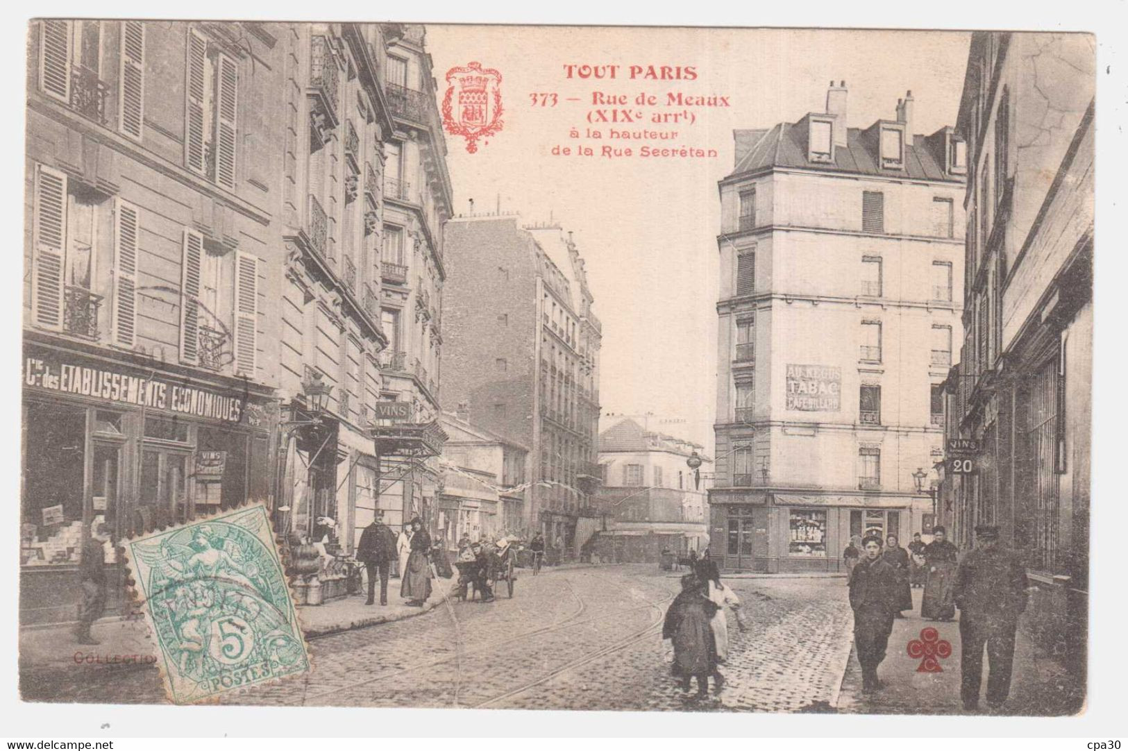 CPA PARIS.SERIE TOUT PARIS.RUE DE MEAUX XIXe - Lotes Y Colecciones