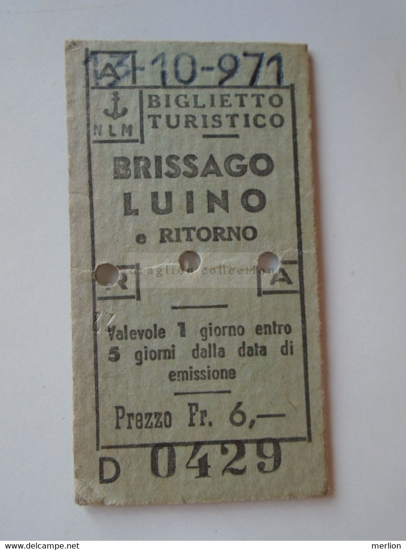 DT016.1  Suisse Switzerland  - Brissago -Luino  -  N.L.M. Navigazione Lago Maggiore - 1971  -Boat Ticket -Edmondson - Europe