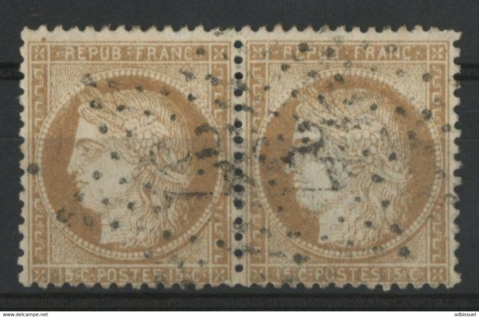 N° 59 A PAIRE Du 15 Ct Bistre-brun Type Cérès Cote 22 € Obl. Etoile 37. - 1871-1875 Cérès