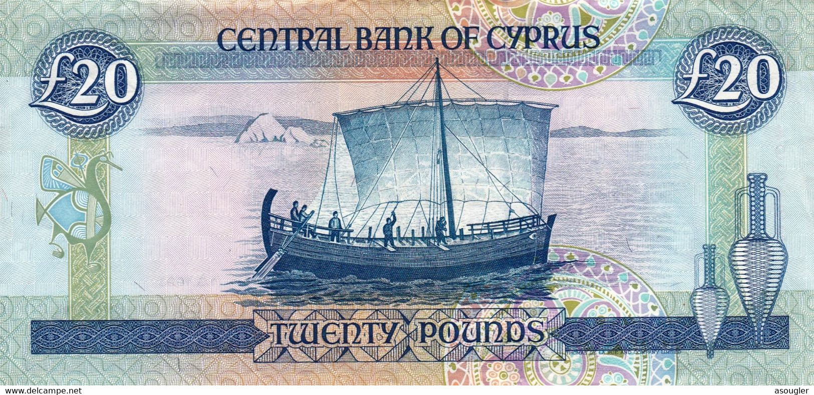 CYPRUS 20 POUNDS 1993 VF-EXF P-56b  "free Shipping Via Registered Air Mail" - Cyprus