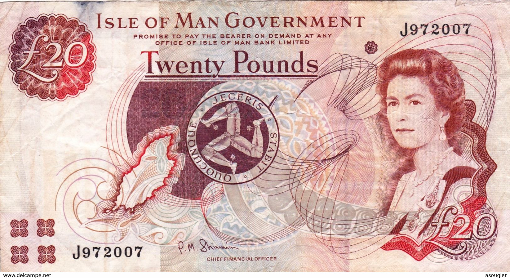 ISLE OF MAN 20 POUNDS ND 2000 F P-45b "free Shipping Via Registered Air Mail" - 20 Pounds