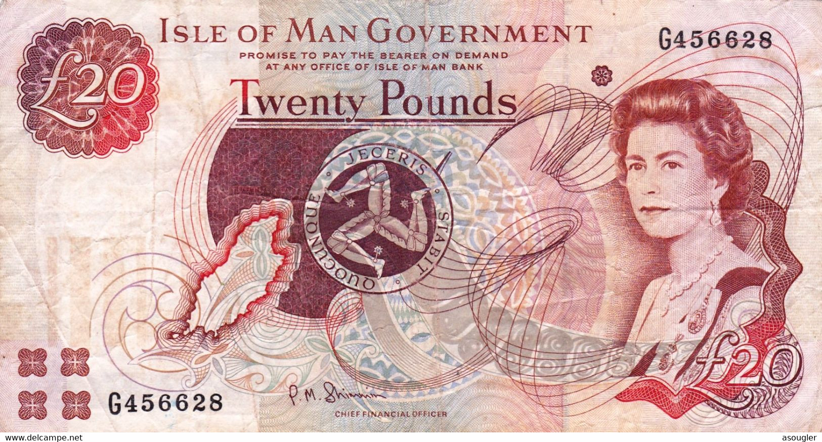 ISLE OF MAN 20 POUNDS ND 2000 F P-45b "free Shipping Via Registered Air Mail" - 20 Pounds