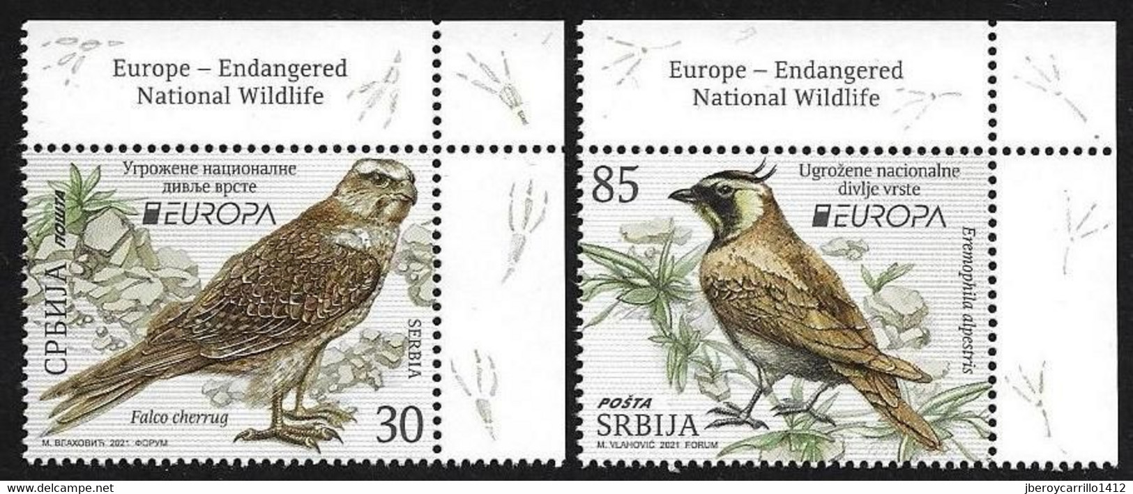 SERBIA /SERBIEN /SRBIJA /SERBIE -EUROPA 2021 -ENDANGERED NATIONAL WILDLIFE"-  SERIE De 2 V. - CH- SUP-DER - 2021