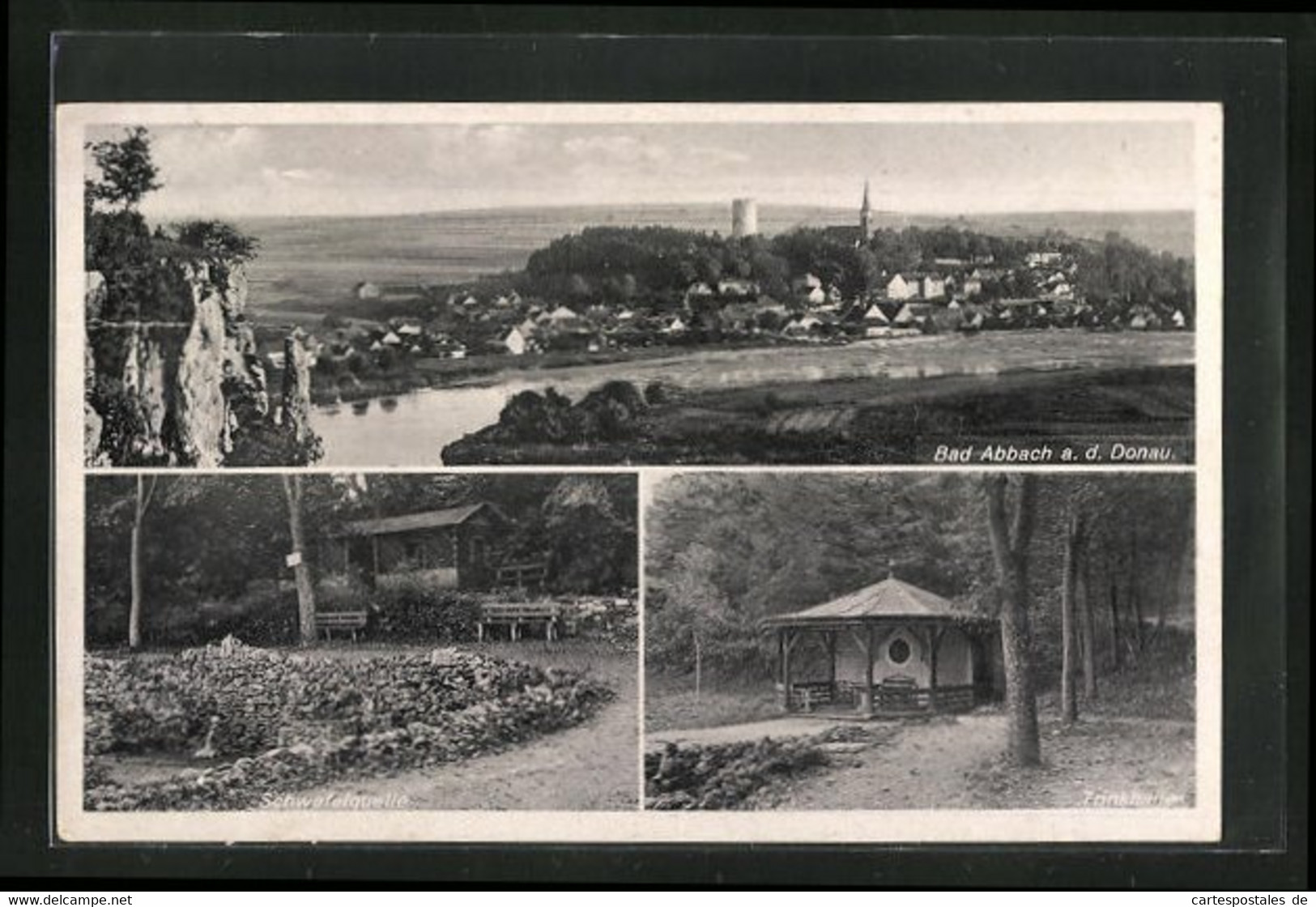 AK Bad Abbach A. D. Donau, Teilansicht, Schwefelquelle, Trinkhalle - Bad Abbach