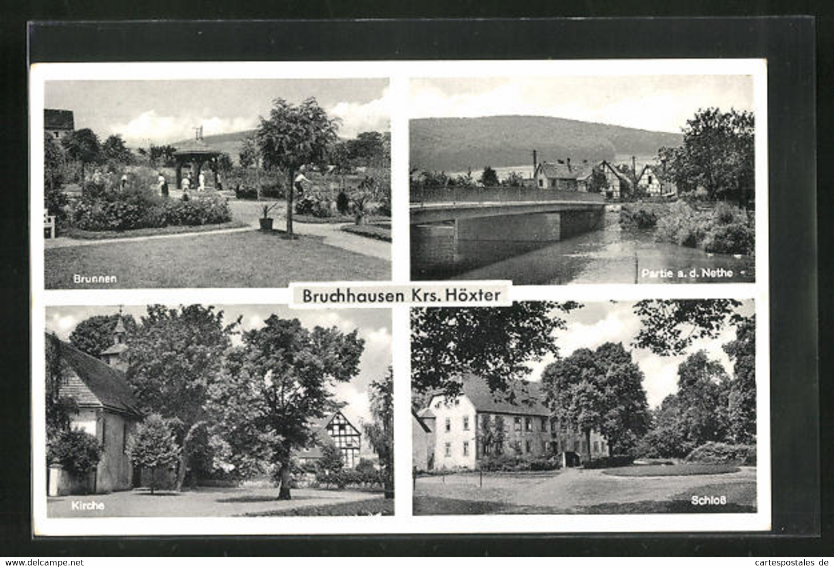 AK Bruchhausen /Krs. Höxter, Brunnen, Kirche, Schloss - Hoexter