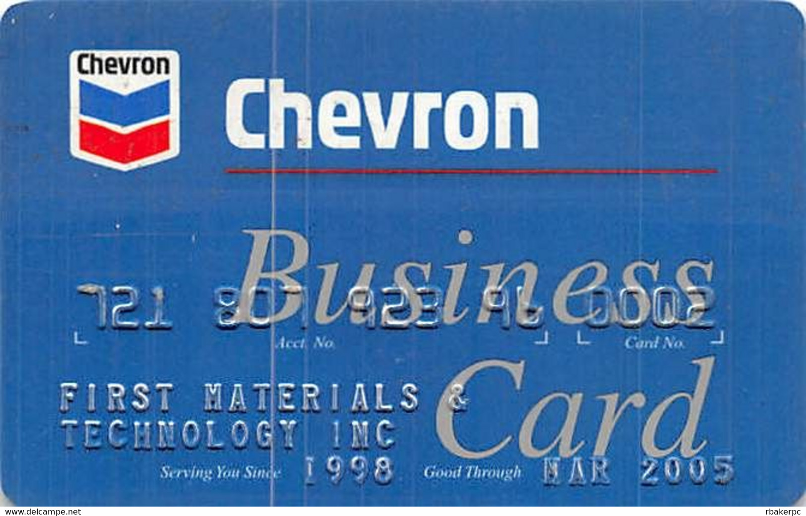 Chevron Business Card - Credit Card Exp Mar 2005 - Credit Cards (Exp. Date Min. 10 Years)