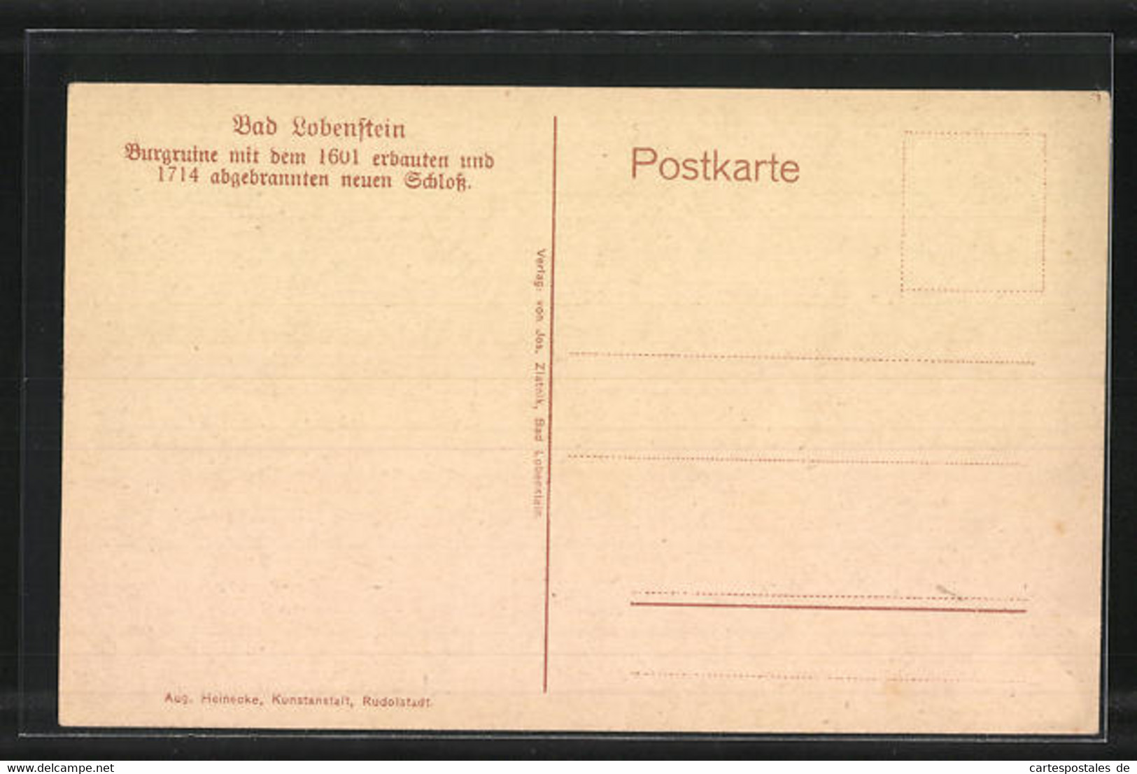 Künstler-AK Bad Lobenstein, Burgruine Mit Dem 1601 Erbauten Und 1714 Abgebrannten Neuen Schloss - Lobenstein