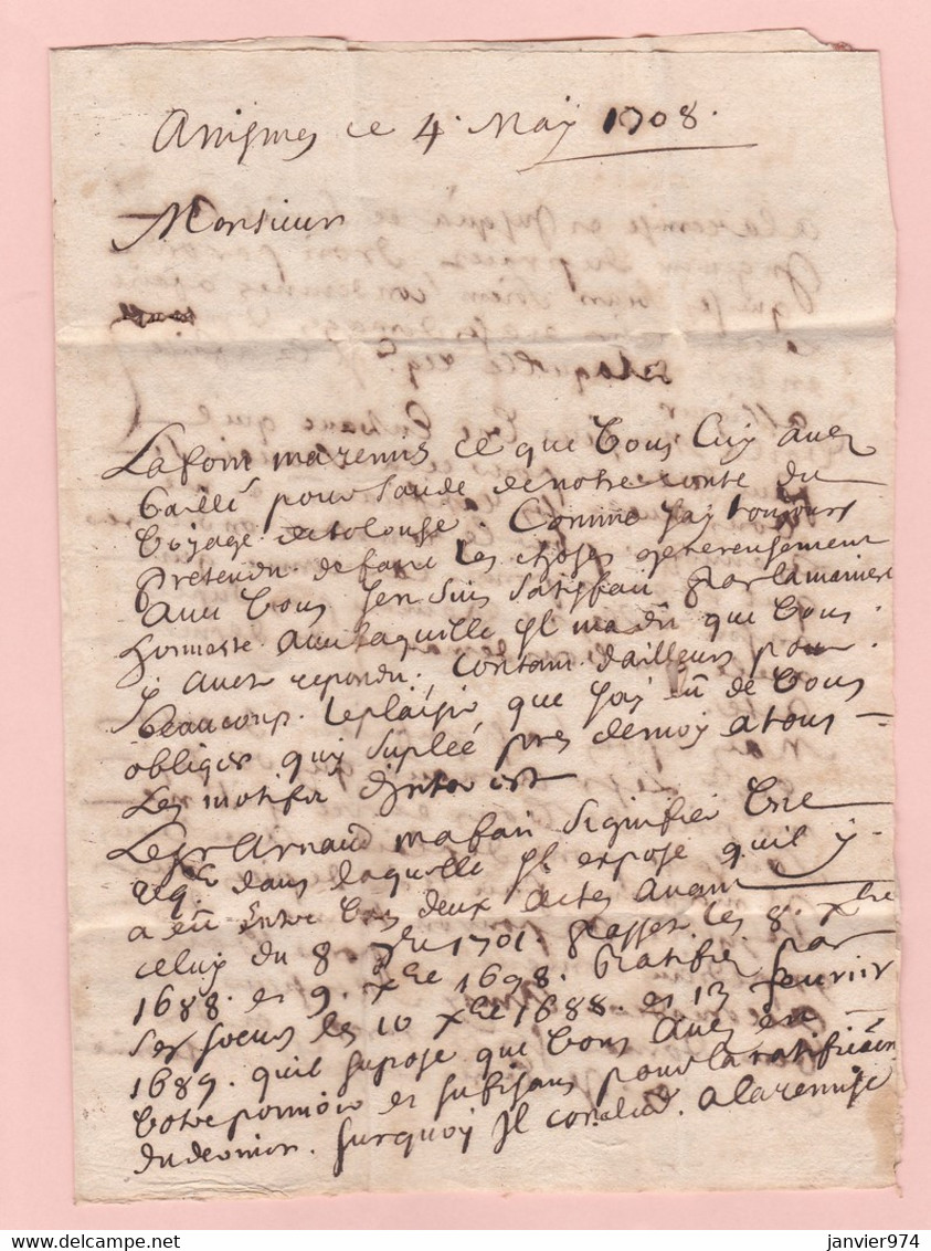Lettre Du 4 Mai 1708 Pour Le Maire Des Angles – Villeneuve D Avignon, 4 Scans - 1701-1800: Precursors XVIII