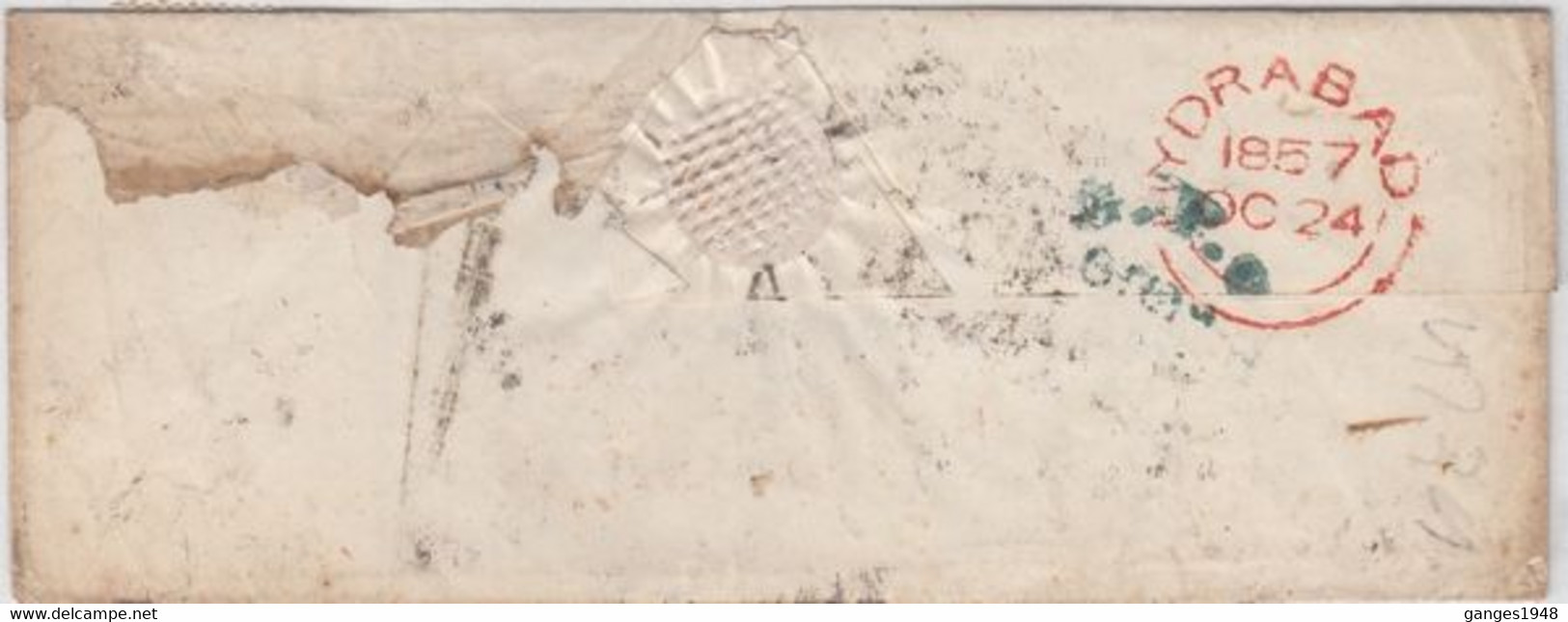 1857 Mutiny Era  QV  1/2A  Franked Cover  Hyderabad To Bombay  #  26229 D  Inde  Indien - 1854 East India Company Administration
