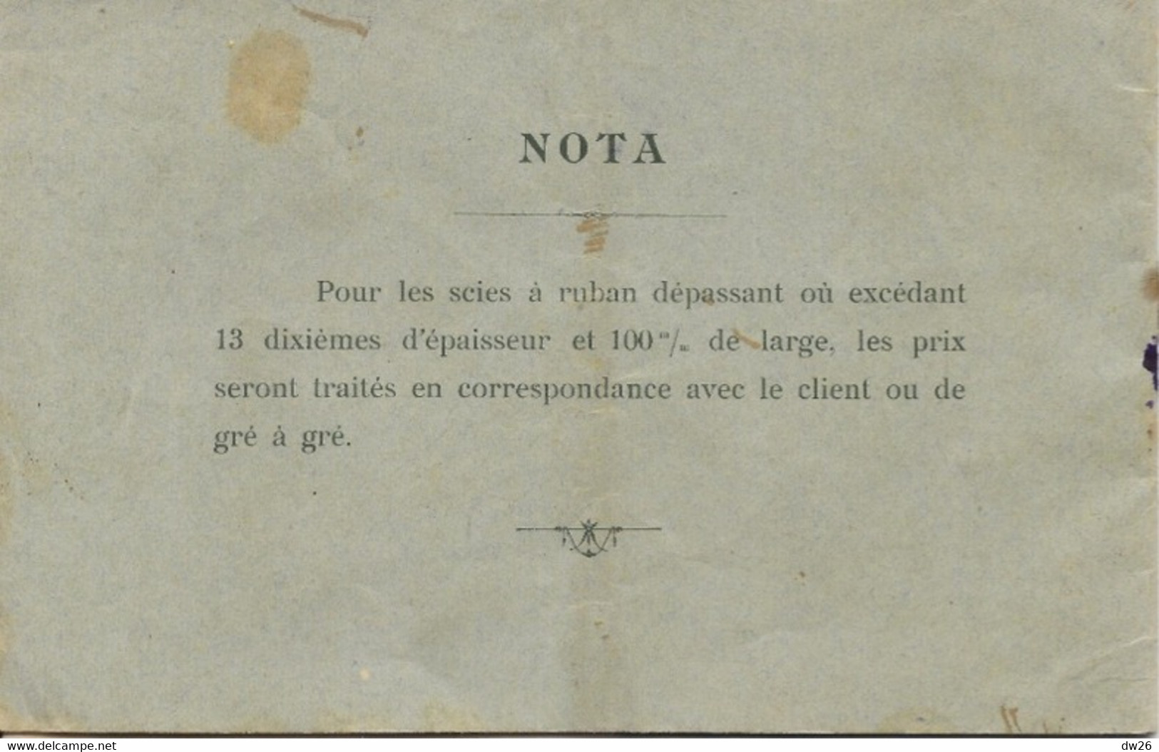 Catalogue Fabrique De Scies A. Garnier - Usine à Vapeur à Paris, Avenue De Taillebourg - Modèles Et Prix - Reclame