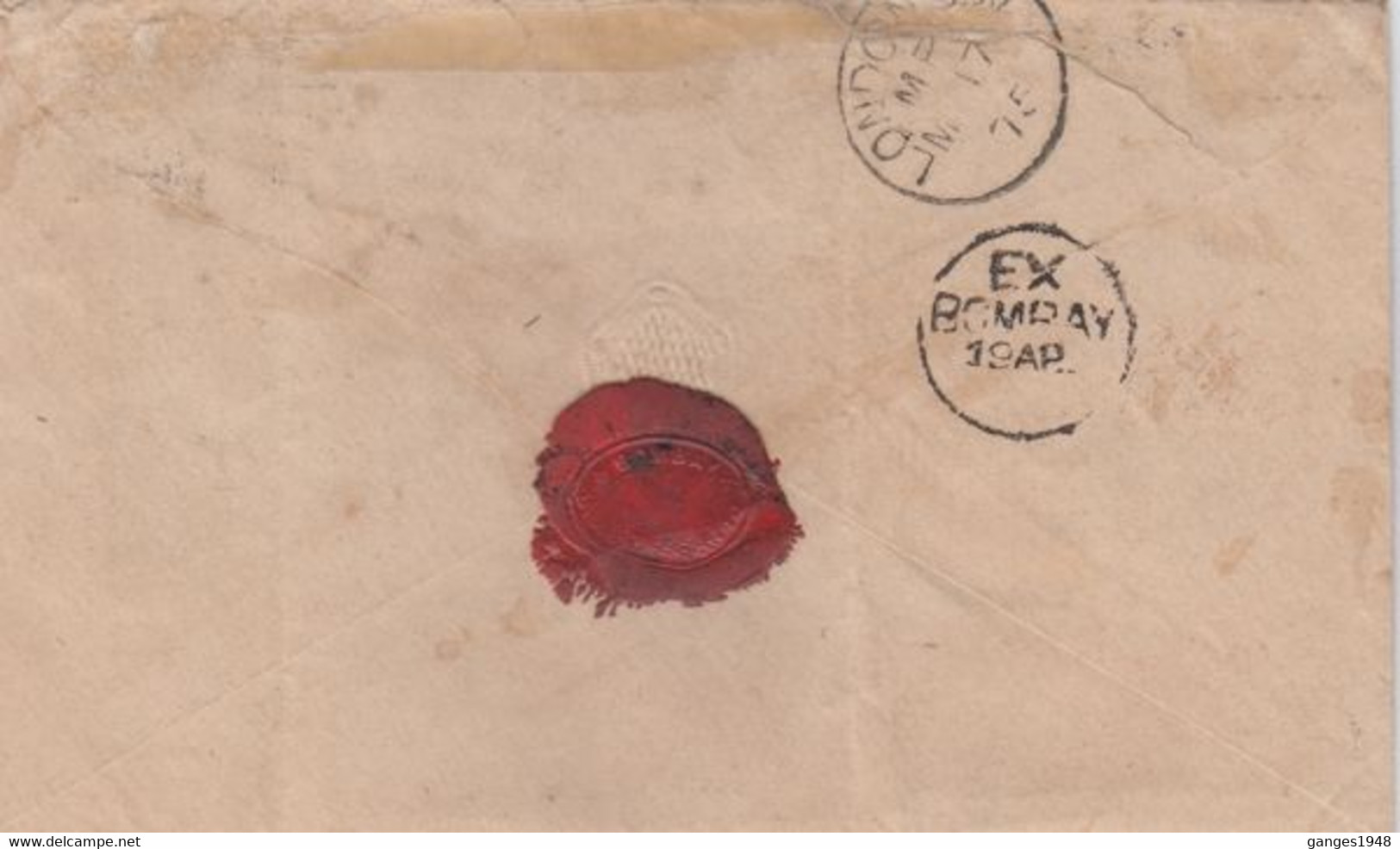 1875  QV  12A  Franked Cover 1 Stamp Removed  GIRGAUM Bombay  W C / 4  Local Canc To London   #  26228 D  Inde  Indien - 1854 Britse Indische Compagnie