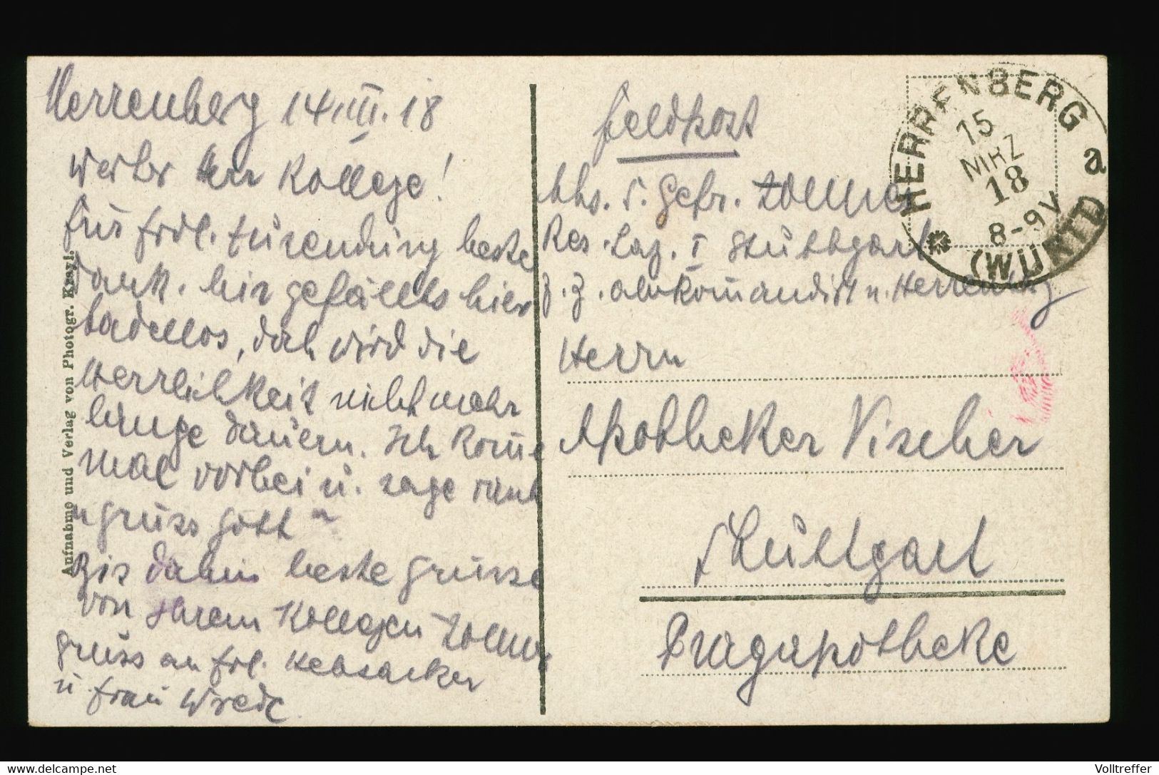 Foto AK Feldpost 1918 Herrenberg Nordseite Nahe Tübingen - Herrenberg