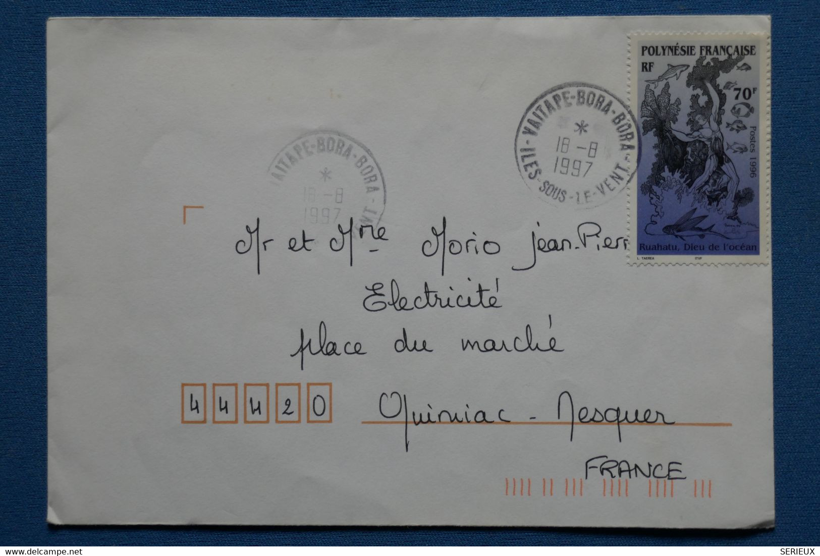 W7 POLYNESIE FRANCAISE BELLE LETTRE 1987 BORA BORA  POUR QUINIAC    + AFFRANCH. PLAISANT - Cartas & Documentos