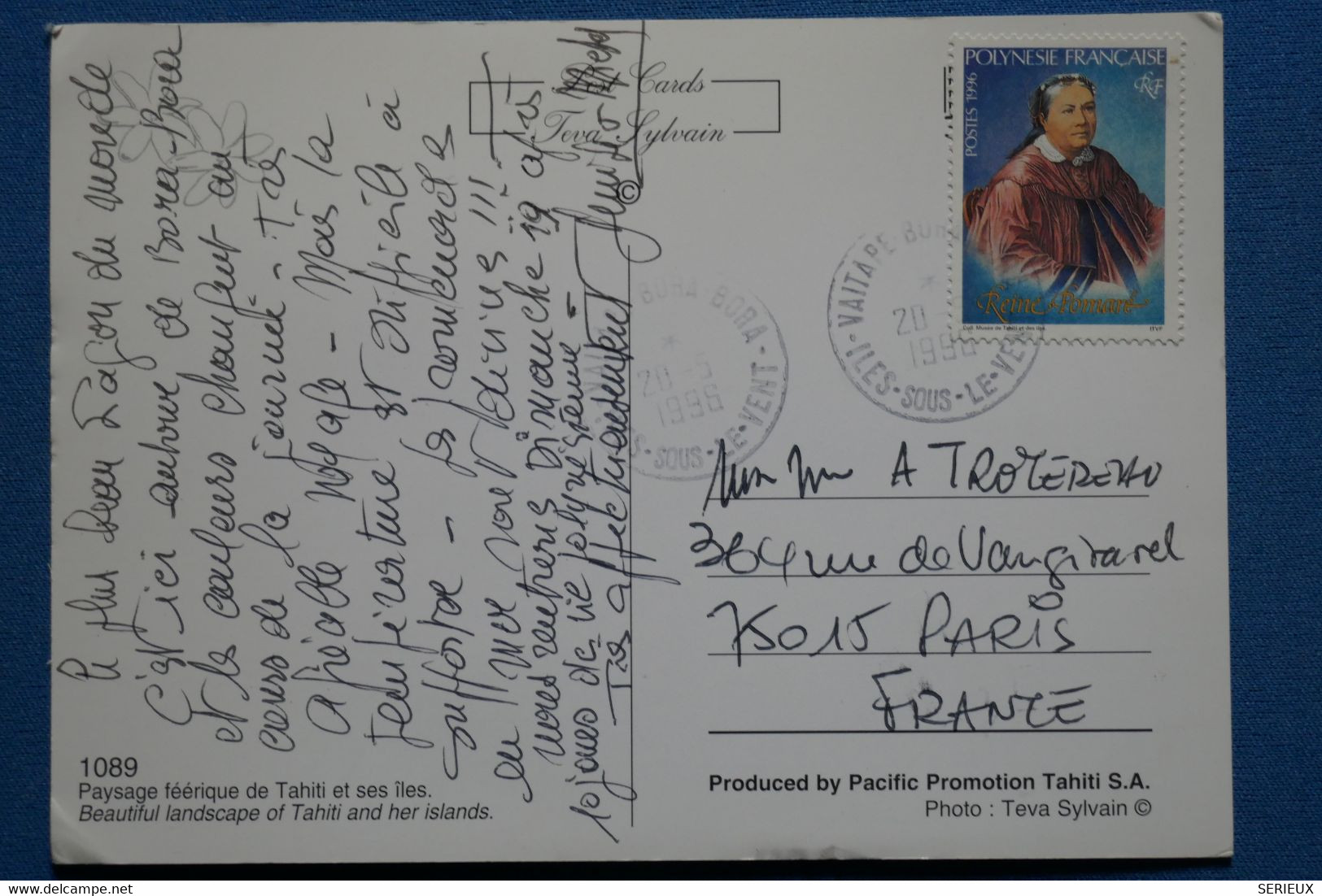 W7 POLYNESIE FRANCAISE BELLE LETTRE 1995 TAHITI  POUR PARIS   + AFFRANCH. PLAISANT - Brieven En Documenten