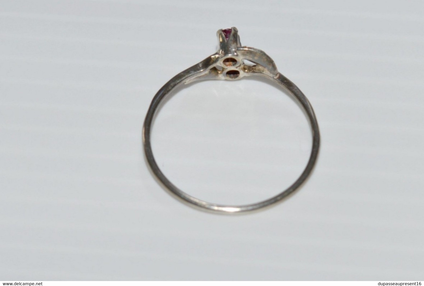 BAGUE ARGENT ANCIENNE Poinçon 925e & 2 PIERRES ROSES Ou CRISTAL Taillé Bijoutier - Rings