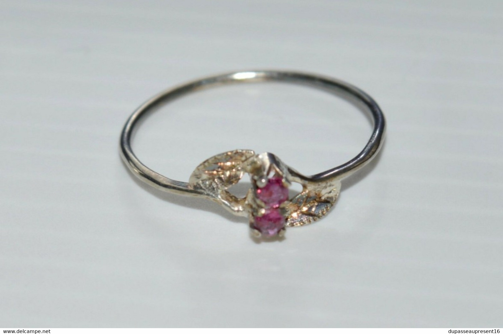 BAGUE ARGENT ANCIENNE Poinçon 925e & 2 PIERRES ROSES Ou CRISTAL Taillé Bijoutier - Rings