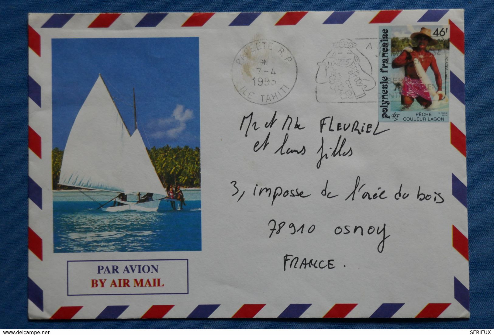 W7 POLYNESIE FRANCAISE BELLE LETTRE   1993   POUR OSNOY  + AFFRANCH. PLAISANT - Storia Postale