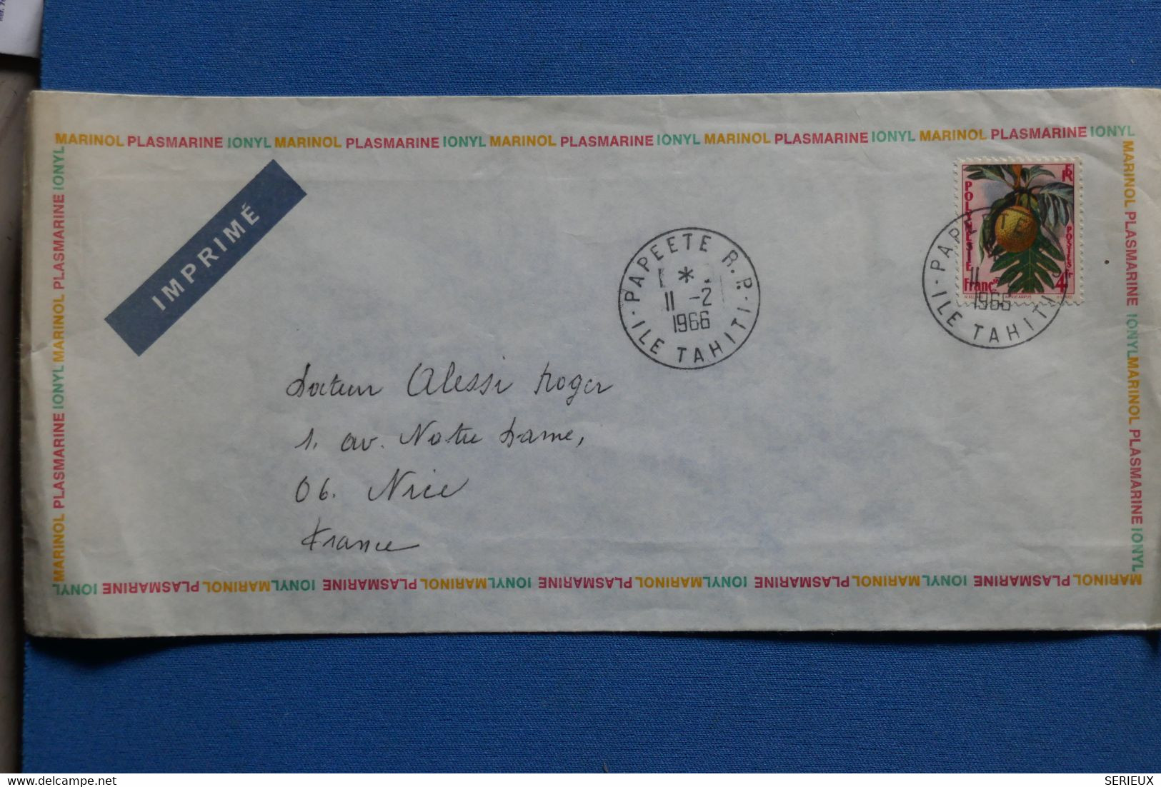 W7 POLYNESIE FRANCAISE BELLE LETTRE   1966 TAHITI   POUR NICE  + AFFRANCH. PLAISANT - Briefe U. Dokumente