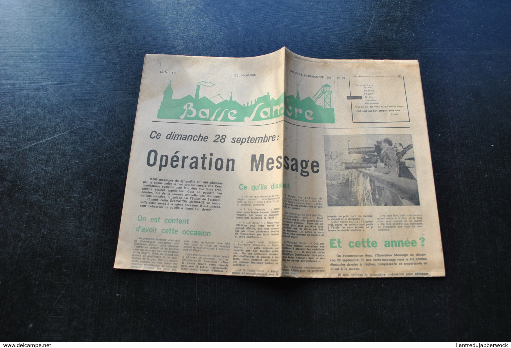 Journal Hebdomadaire Basse Sambre 28 Septembre 1969 Arsimont Jemeppe Sur Sambre  Auvelais Falisolle La Sarthe - Belgio