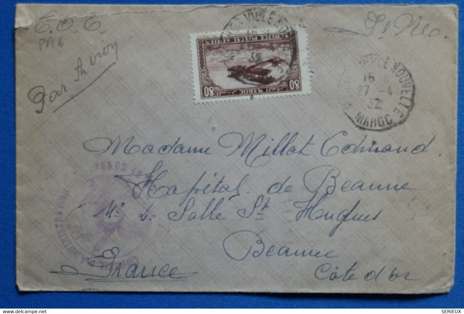 W7 MAROC  BELLE   LETTRE   1931 MEKNES   POUR BEAUNE  FRANCE + AFFRANCH. PLAISANT - Lettres & Documents