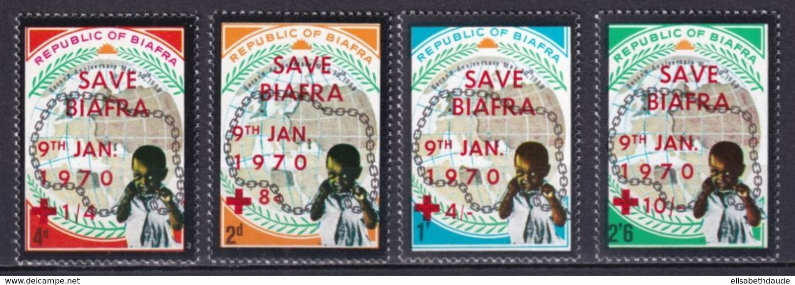 BIAFRA  - 1970 - DERNIERE SERIE NON EMISE "CROIX-ROUGE" JUSTE AVANT LA CHUTE DU REGIME. - Nigeria (1961-...)