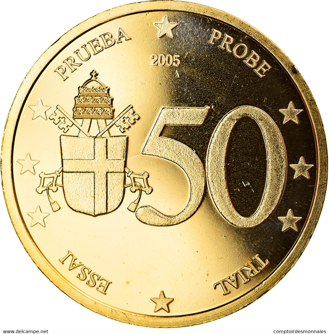 Vatican, 50 Euro Cent, Type 2, 2005, Unofficial Private Coin, FDC, Laiton - Privatentwürfe