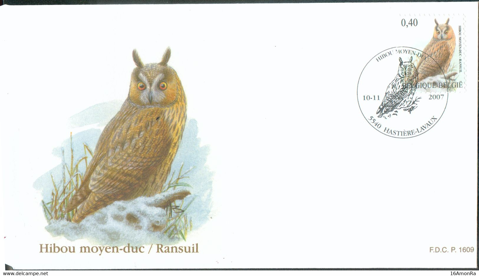 0,40 € HIBOU MOYEN DUC (RANSUIL) VOGEL BIRD Sur FDC 10-11-2007- 18453 BUZIN - 2001-2010