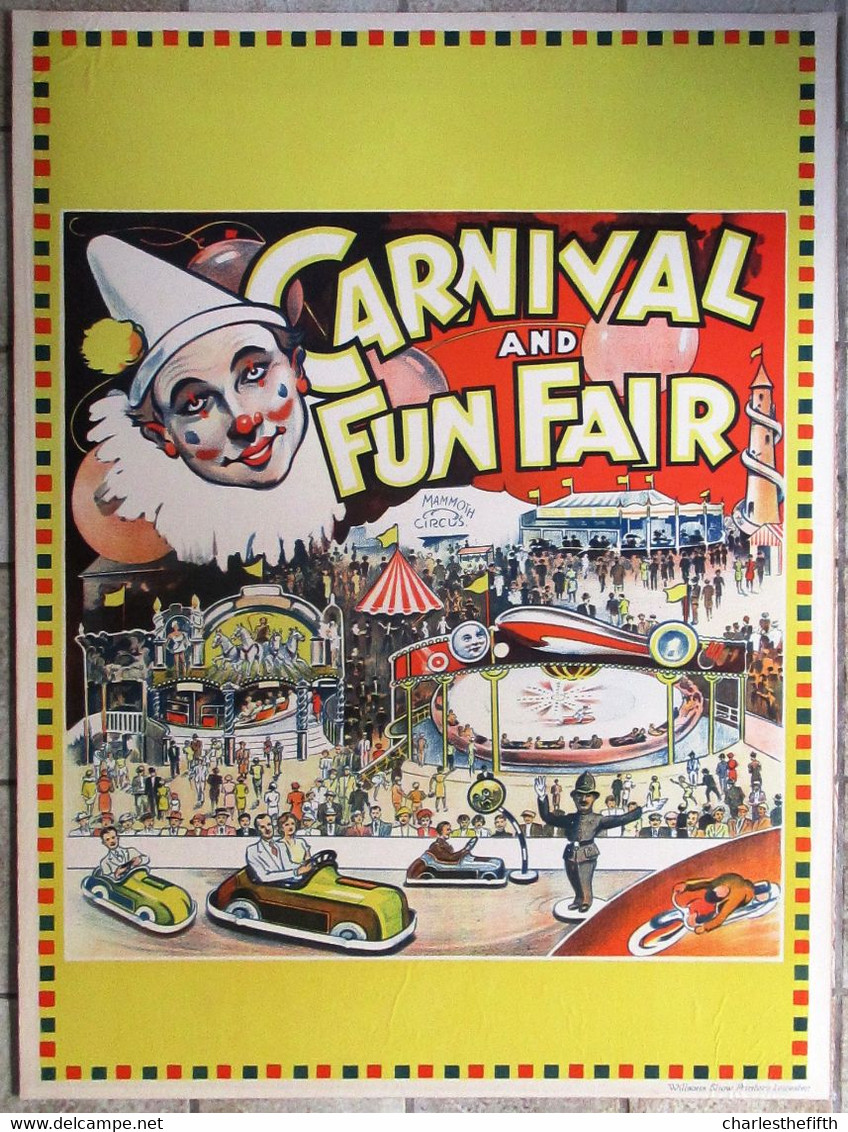 VINTAGE WILLSONS SHOW PRINTERS LEICESTER FUN FAIR CIRCUS LITHOGRAPH POSTER C.1930'S - FOIRE FORAINE CIRQUE - ZIRKUS - Afiches