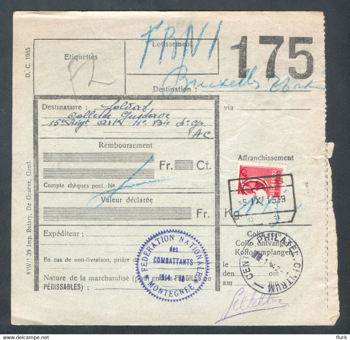 België TR 204 Gehalveerd Op Document Cote €5 - Documents & Fragments