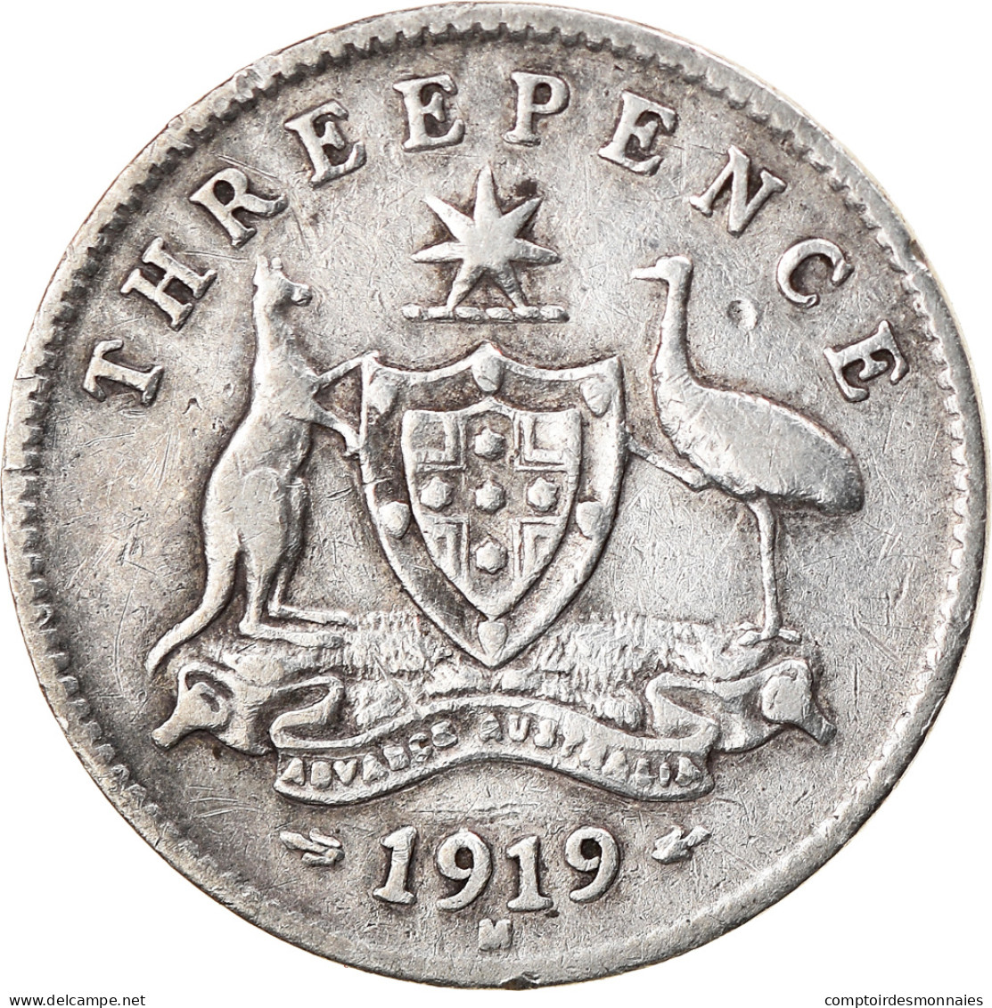 Monnaie, Australie, George V, Threepence, 1919, Melbourne, TB+, Argent, KM:24 - Threepence