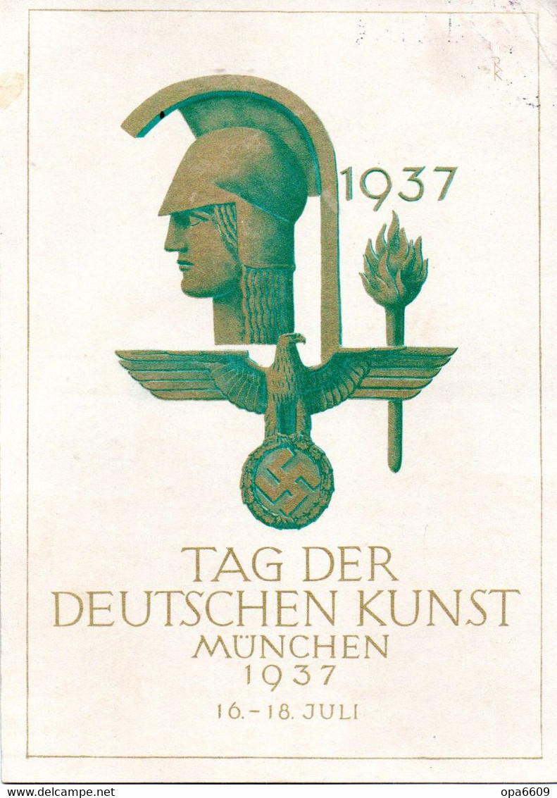 (L-N) DR  Amtl. Festpostkarte "TAG DER EUTSCHEN KUNST-MÜNCHEN 1937" EF Mi 516 MWSt 18.7.1937 MÜNCHEN - Covers & Documents