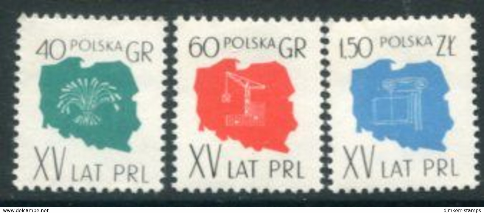 POLAND 1959 People's Republic Annivbersary MNH / **.  Michel 1108-10 - Unused Stamps