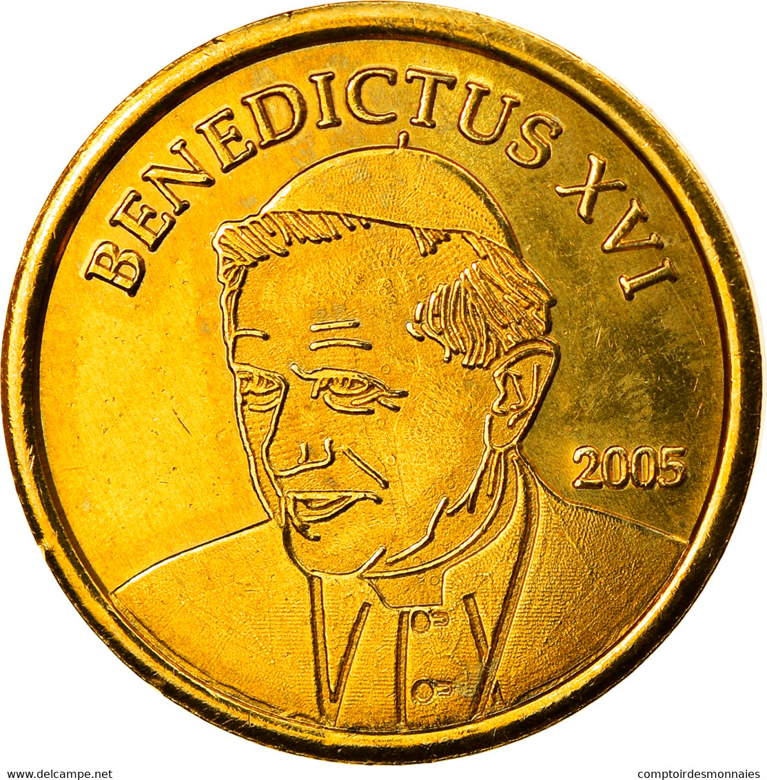 Vatican, 10 Euro Cent, Type 3, 2005, Unofficial Private Coin, FDC, Laiton - Essais Privés / Non-officiels