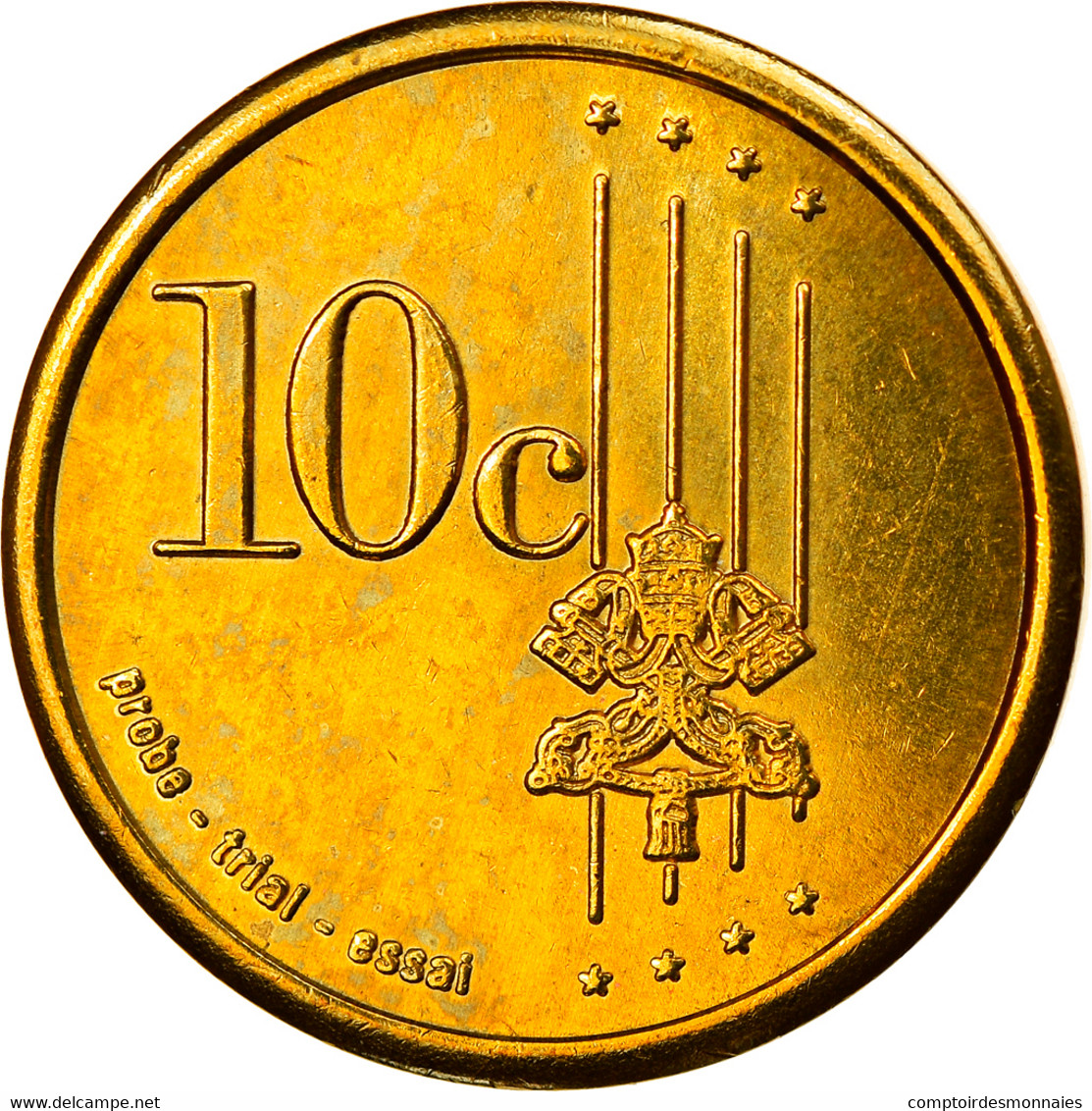 Vatican, 10 Euro Cent, Type 3, 2005, Unofficial Private Coin, FDC, Laiton - Essais Privés / Non-officiels