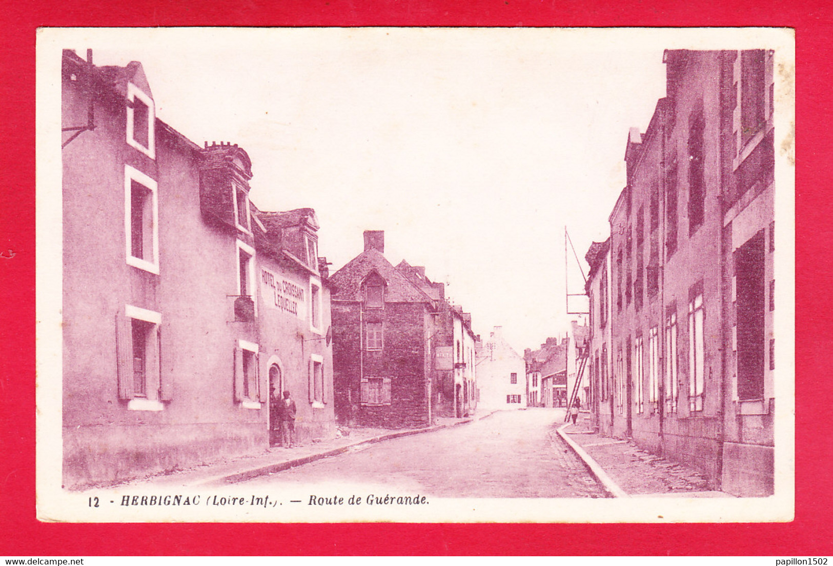 F-44-Herbignac-01Ph49  La Route De Guerande, Hôtel Du Croissant, Cpa - Herbignac