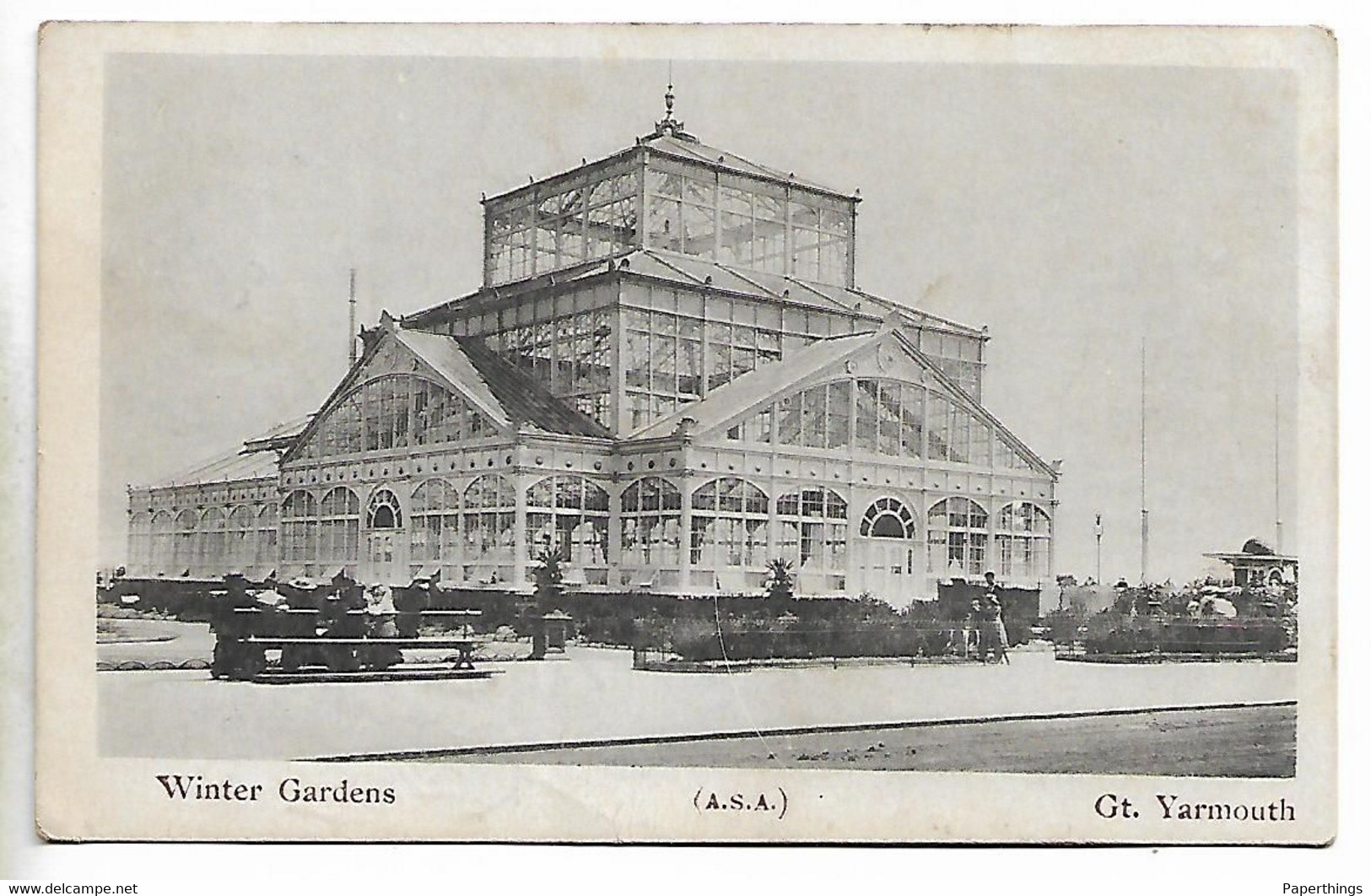 Early Postcard, Great Yarmouth, Winter Gardens. Building, People, 1910. - Great Yarmouth