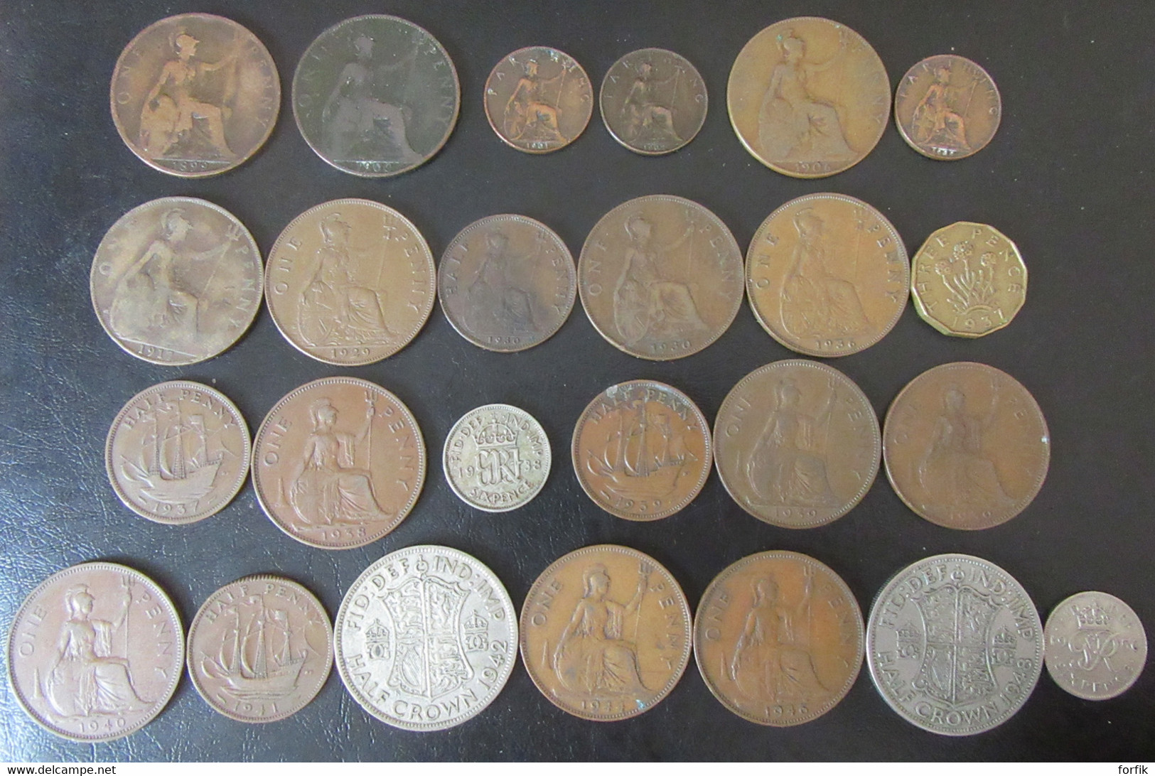 Angleterre - 25 Monnaies Entre 1899 Et 1950 (Victoria, George V, George VI) Dont 2 En Argent - Colecciones