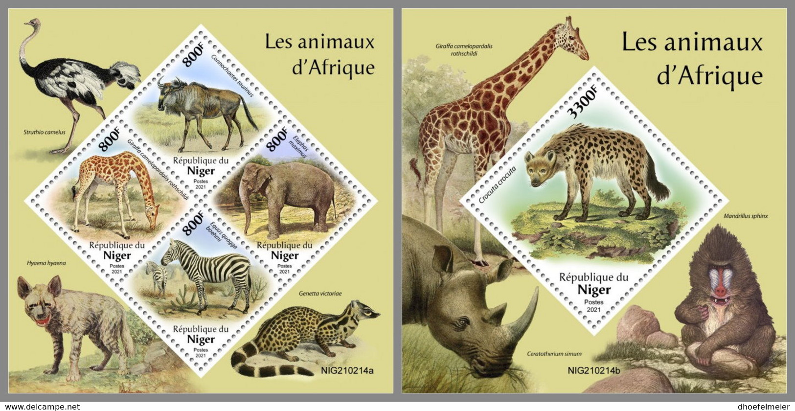 NIGER 2021 MNH African Animals Giraffen M/S+S/S - OFFICIAL ISSUE - DHQ2128 - Giraffes