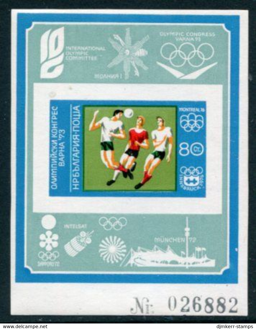 BULGARIA 1973 Olympic Congress Imperforate Block MNH / **.  Michel Block 42B - Unused Stamps