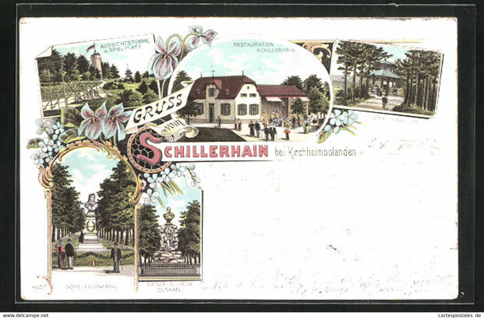 Lithographie Kirchheimbolanden, Restaurant Schillerhain, Sulzbachpavillon, Aussichtsturm Mit Spielplatz - Kirchheimbolanden