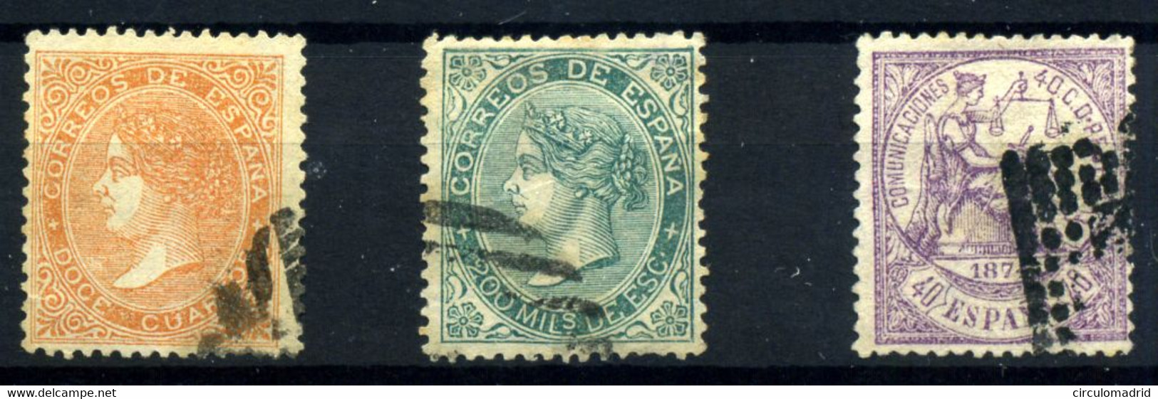 España Nº 89, 100, 148. Año 1867/74 - Used Stamps