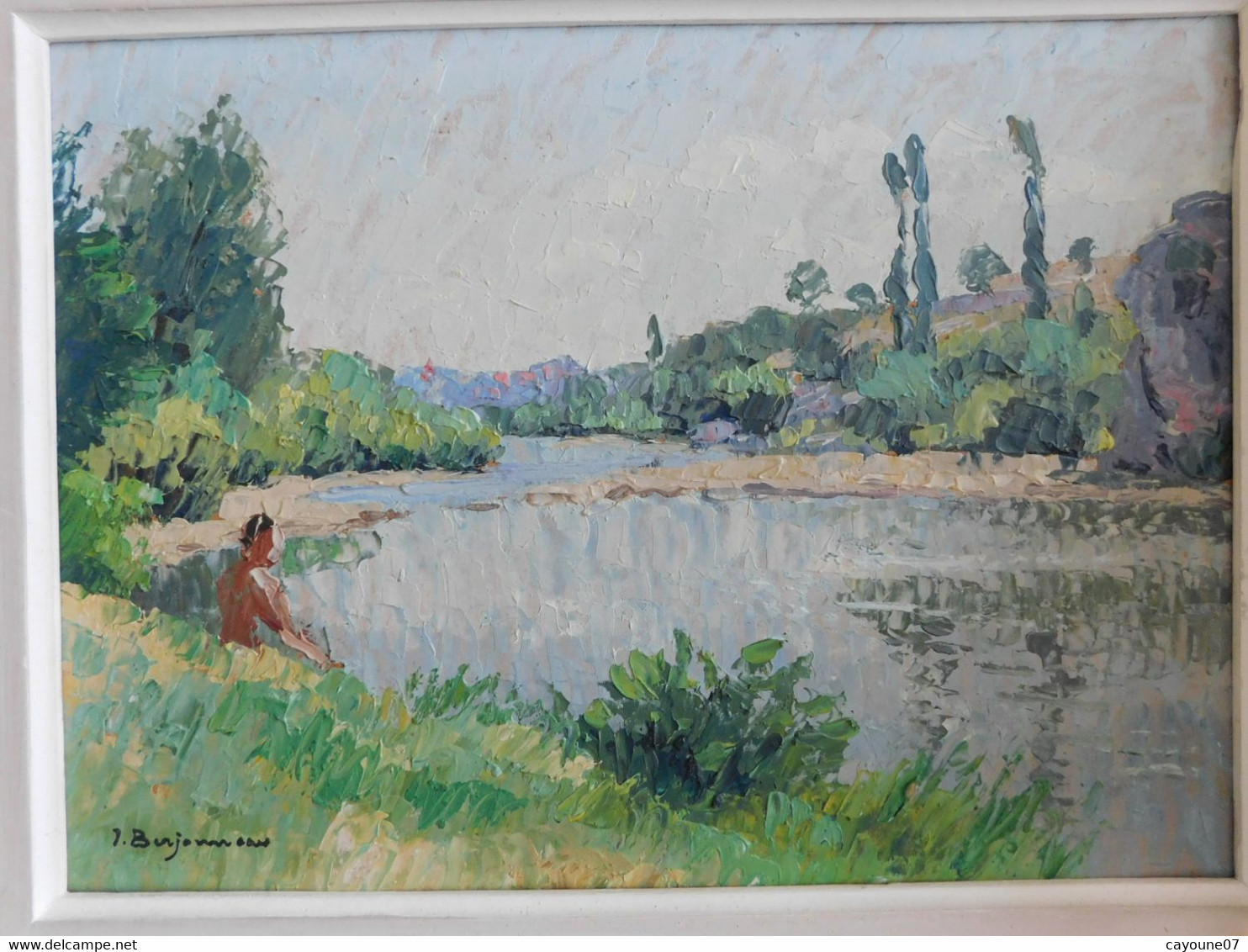 Jehan BERJONNEAU (1890-1966) Huile Sur Carton Rigide  "L'Ardèche Près De Vogüé" Cadre Années Cinquante - Olii