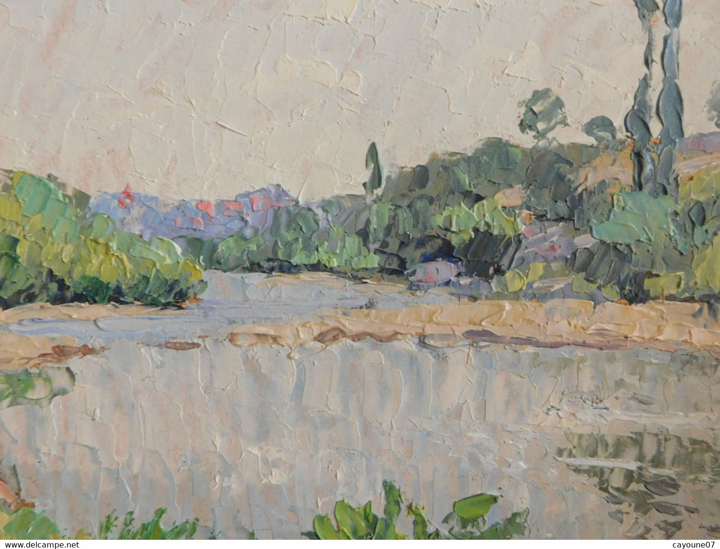 Jehan BERJONNEAU (1890-1966) huile sur carton rigide  "L'Ardèche près de Vogüé" cadre années cinquante