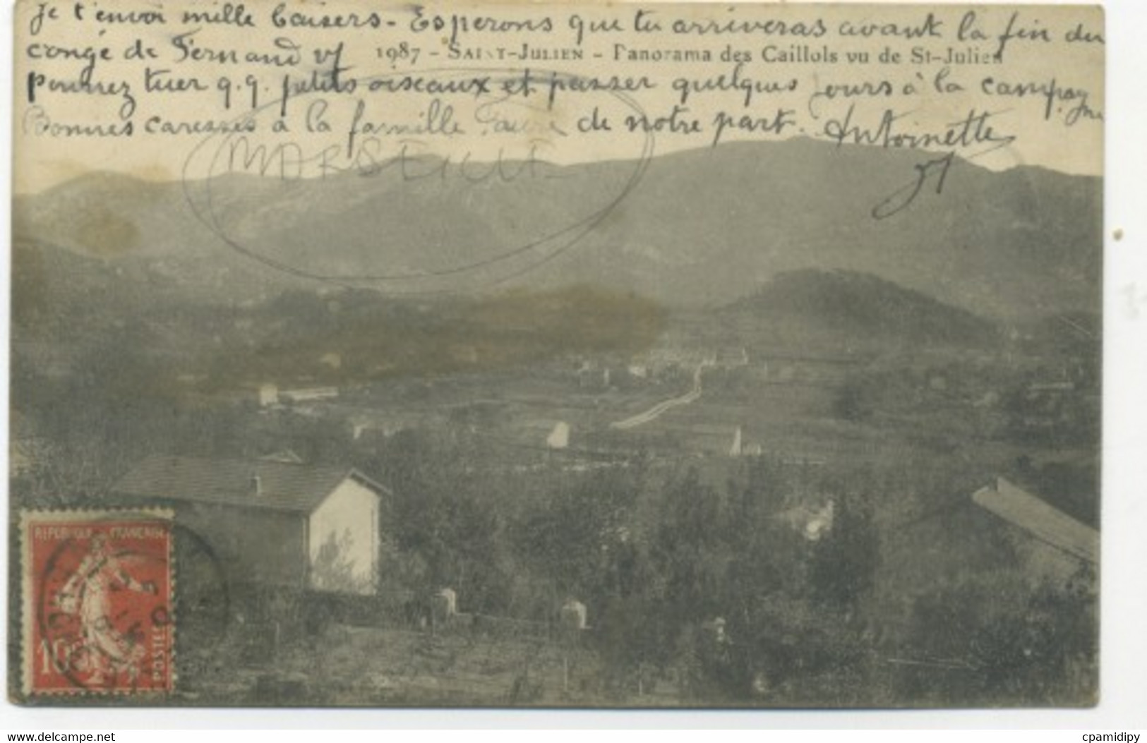 13/MARSEILLE - Saint-Julien - Panorama Des Caillols Vu De St-Julien (Phototypie E. Lacour) - Saint Barnabé, Saint Julien, Montolivet